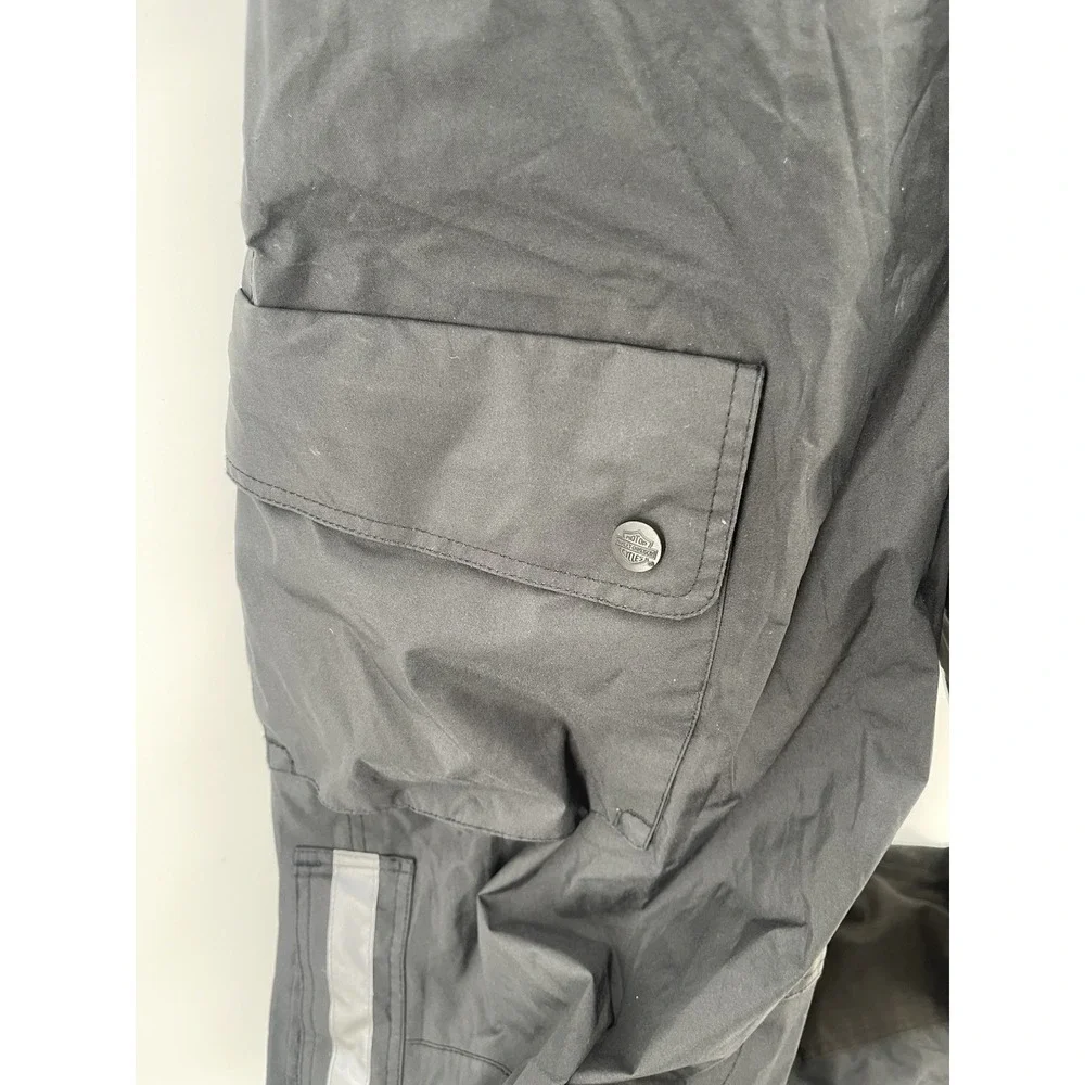 Y2K Vintage Harley-Davidson Bib Overalls Black Motorcycle Cargo Pants XS